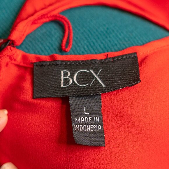 BCX Red Cold-Shoulder Ruffle Tie-Front Tank Blouse Women’s Large - Picture 5 of 5